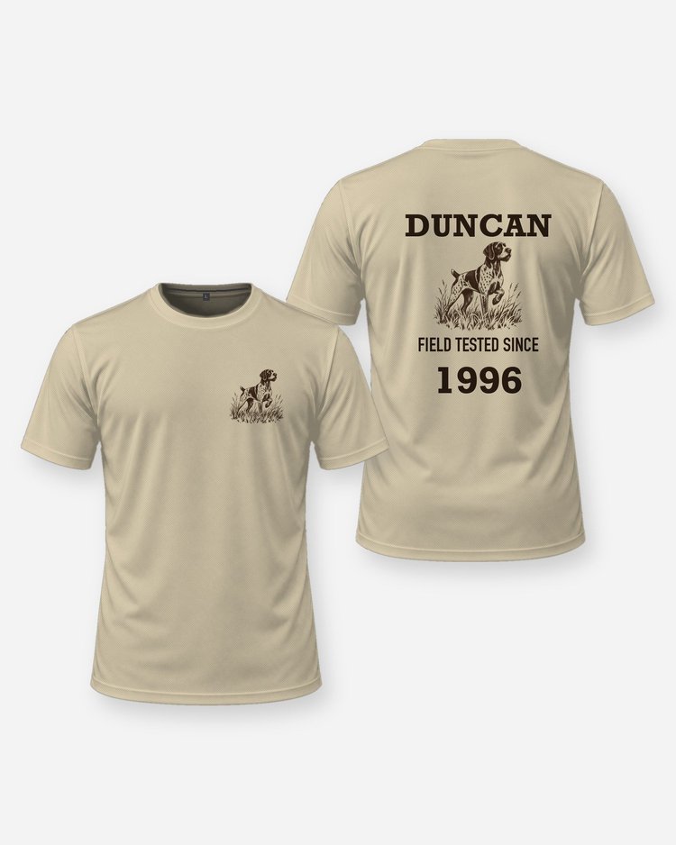Custom Name And Year Field Tested Since Shorthaired Pointer Shirt - front and back