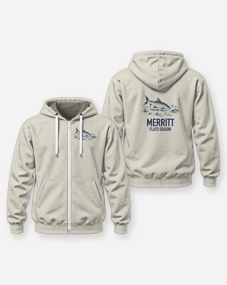 Custom Family Name Flats Season Bonefish Woodcut Shirt - Zip Hoodie