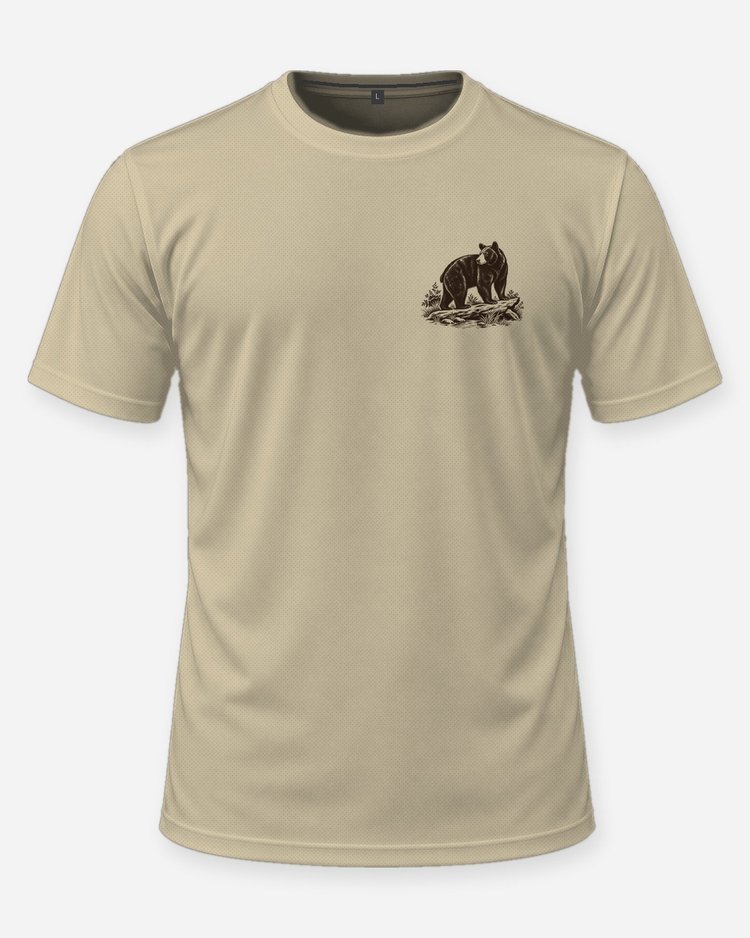 Custom Name Built For The Woods Black Bear Woodcut Shirt - front
