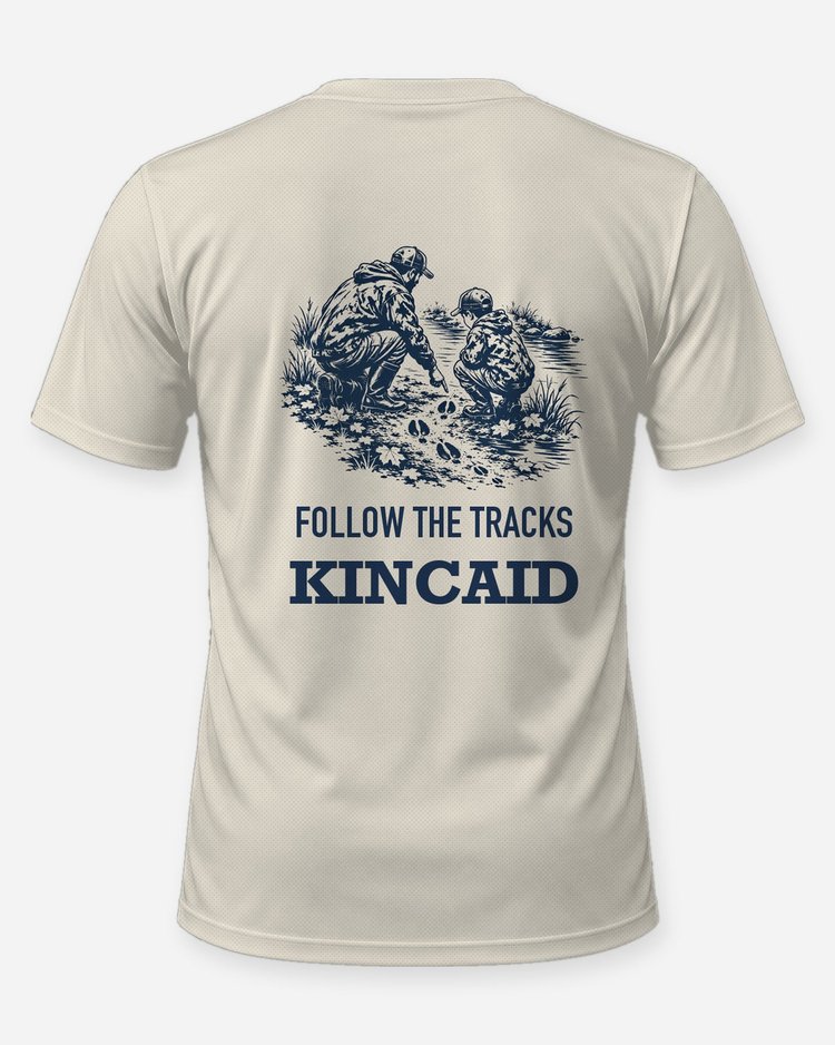 Custom Name Follow The Tracks Father And Son Woodcut Shirt - back