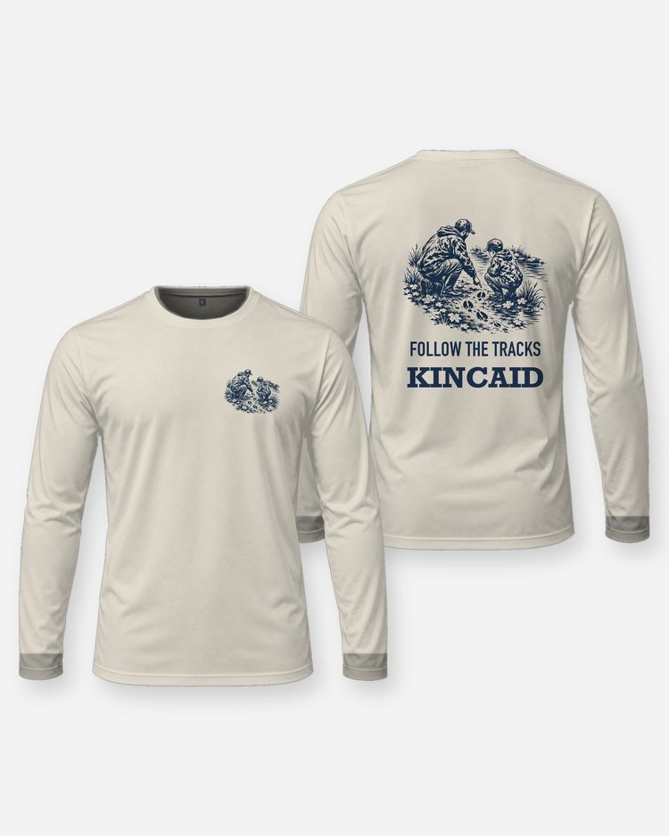 Custom Name Follow The Tracks Father And Son Woodcut Shirt - Long Sleeve