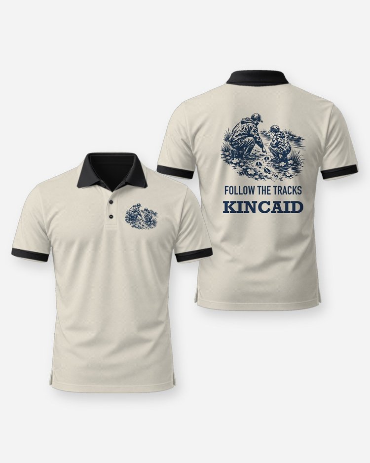Custom Name Follow The Tracks Father And Son Woodcut Shirt - Polo