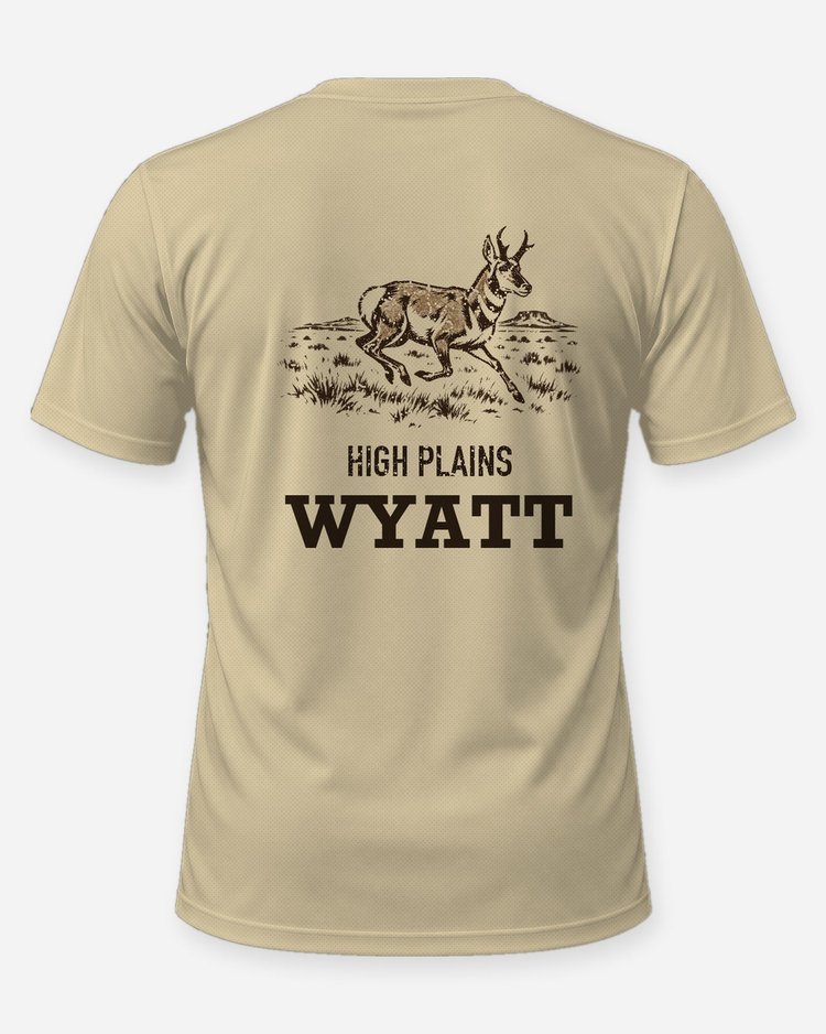 Custom Name High Plains Pronghorn Woodcut Shirt - back