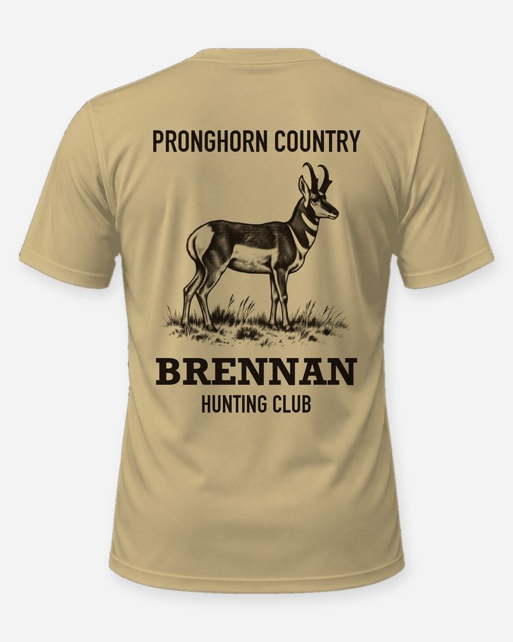 Pronghorn Country Custom Name Hunting Club Woodcut Shirt - back