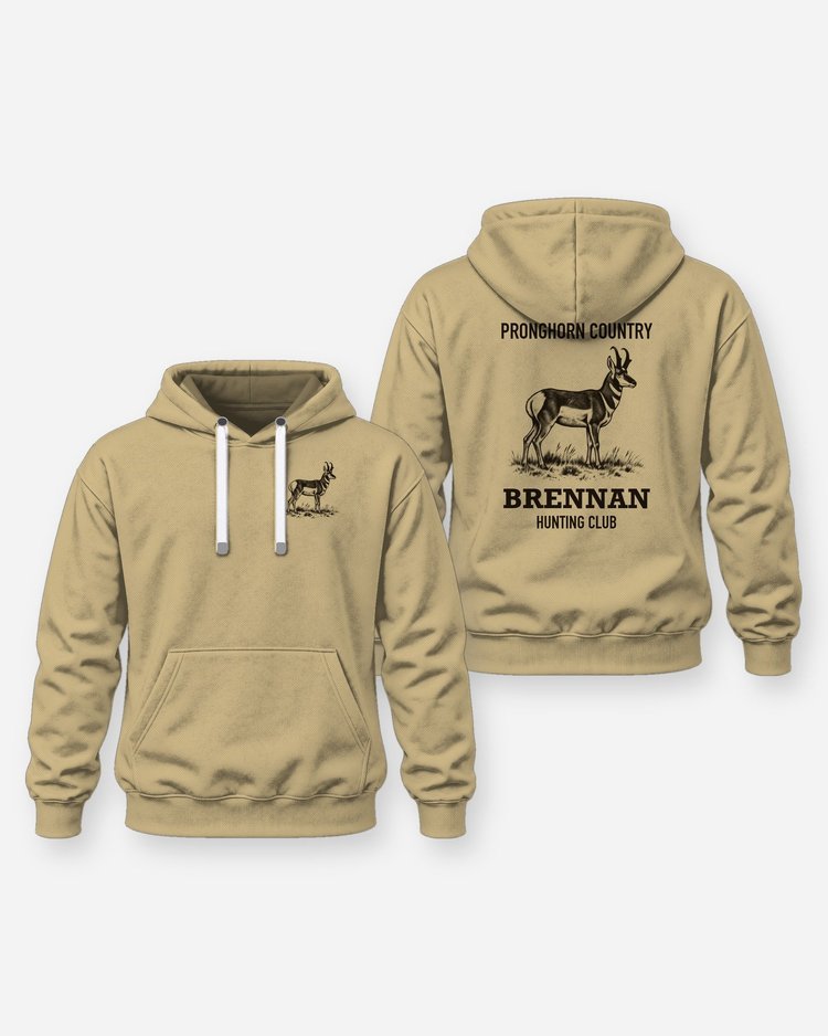 Pronghorn Country Custom Name Hunting Club Woodcut Shirt - Hoodie