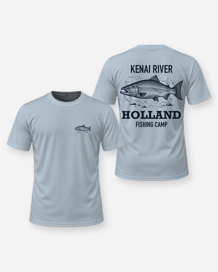 Kenai River Custom Name Fishing Camp King Salmon Shirt - front and back