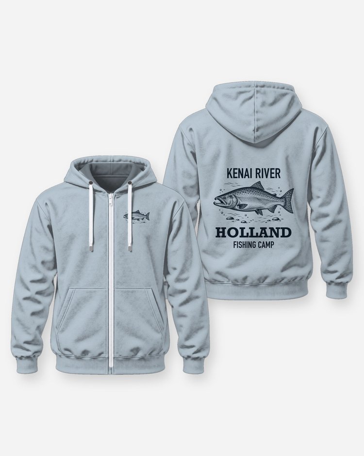Kenai River Custom Name Fishing Camp King Salmon Shirt - Zip Hoodie