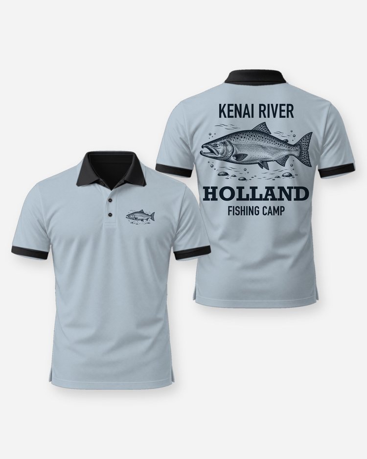 Kenai River Custom Name Fishing Camp King Salmon Shirt - Polo