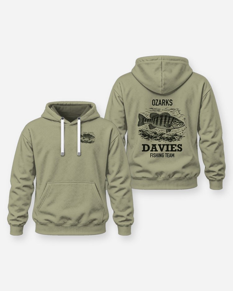 Ozarks Custom Name Fishing Team Smallmouth Woodcut Shirt - Hoodie