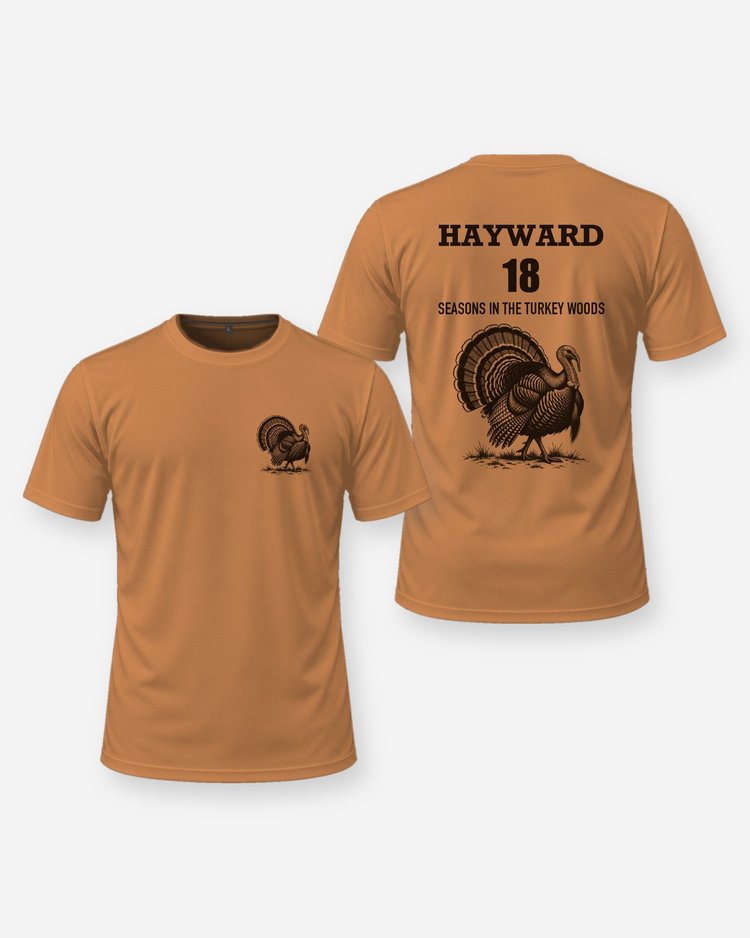 Custom Name And Seasons Count Turkey Woods Hunting Shirt - front and back