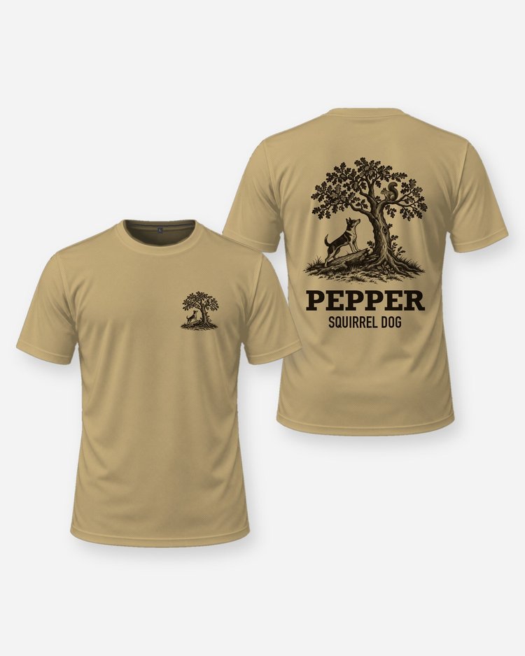 Custom Dog Name Feist Squirrel Dog Woodcut Hunting Shirt - front and back