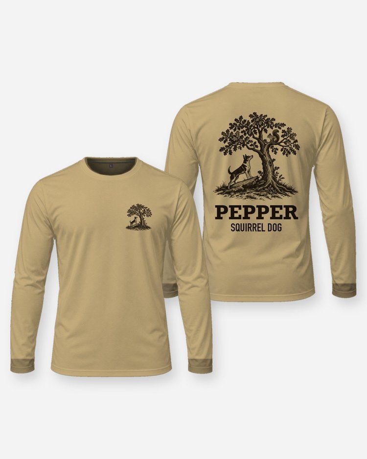 Custom Dog Name Feist Squirrel Dog Woodcut Hunting Shirt - Long Sleeve