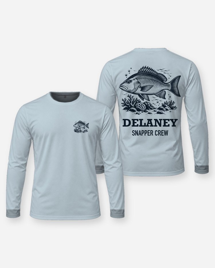 Custom Name Snapper Crew Snapper Reef Woodcut Fishing Shirt - Long Sleeve