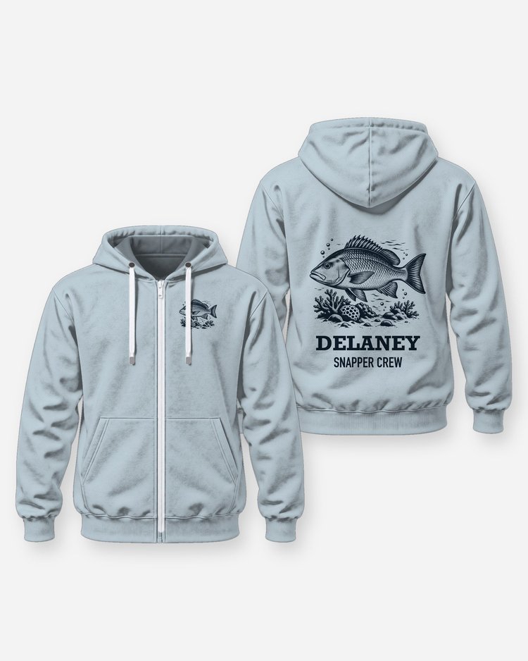 Custom Name Snapper Crew Snapper Reef Woodcut Fishing Shirt - Zip Hoodie