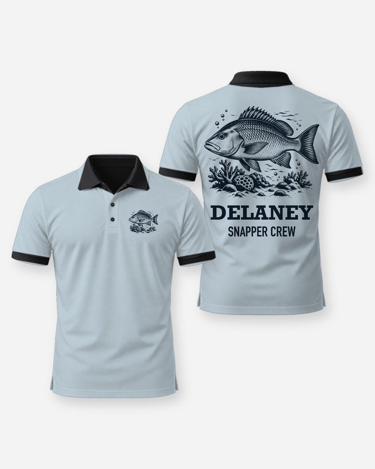 Custom Name Snapper Crew Snapper Reef Woodcut Fishing Shirt - Polo