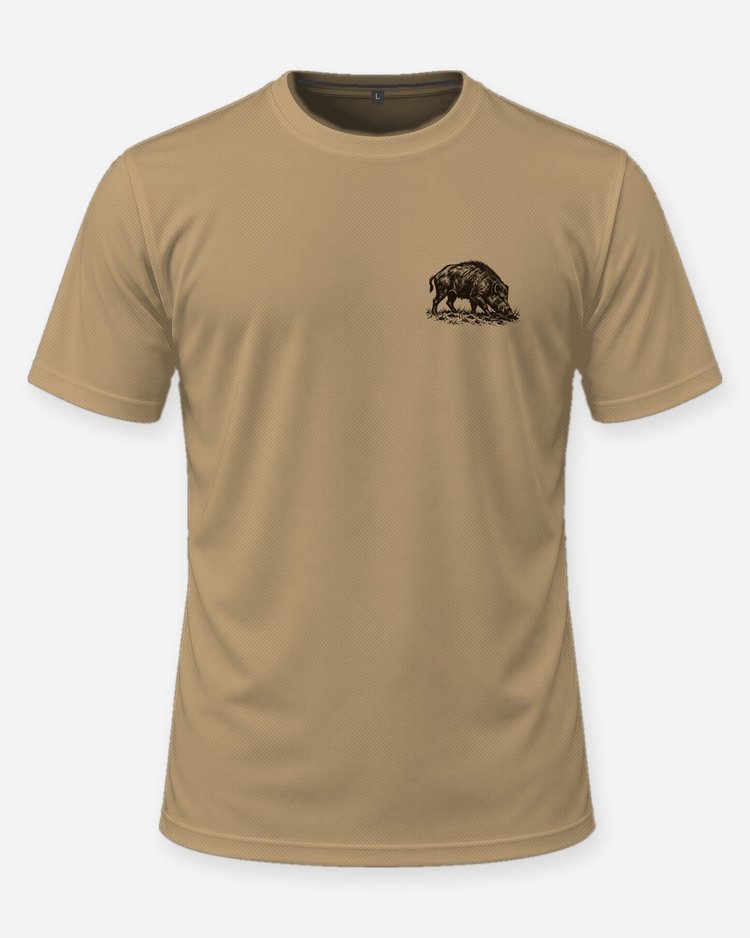 Custom Name Hog Control Feral Hog Rooting Woodcut Shirt - front