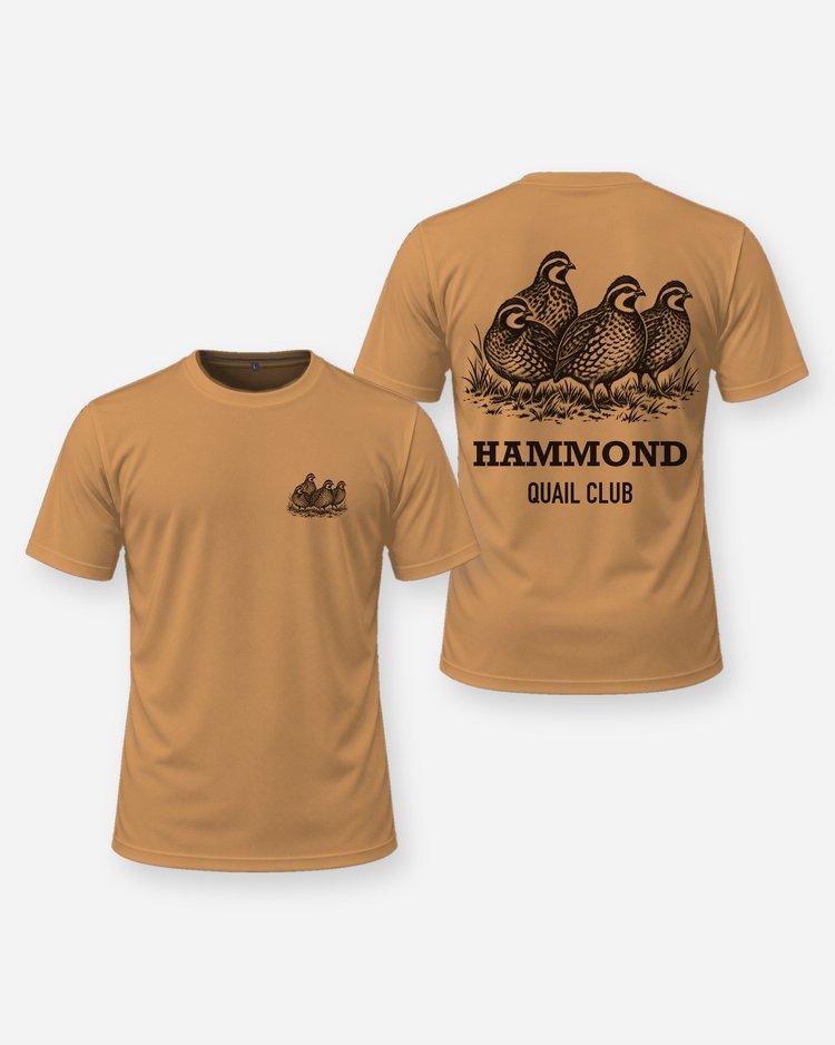 Custom Name Quail Club Bobwhite Covey Woodcut Hunting Shirt - front and back