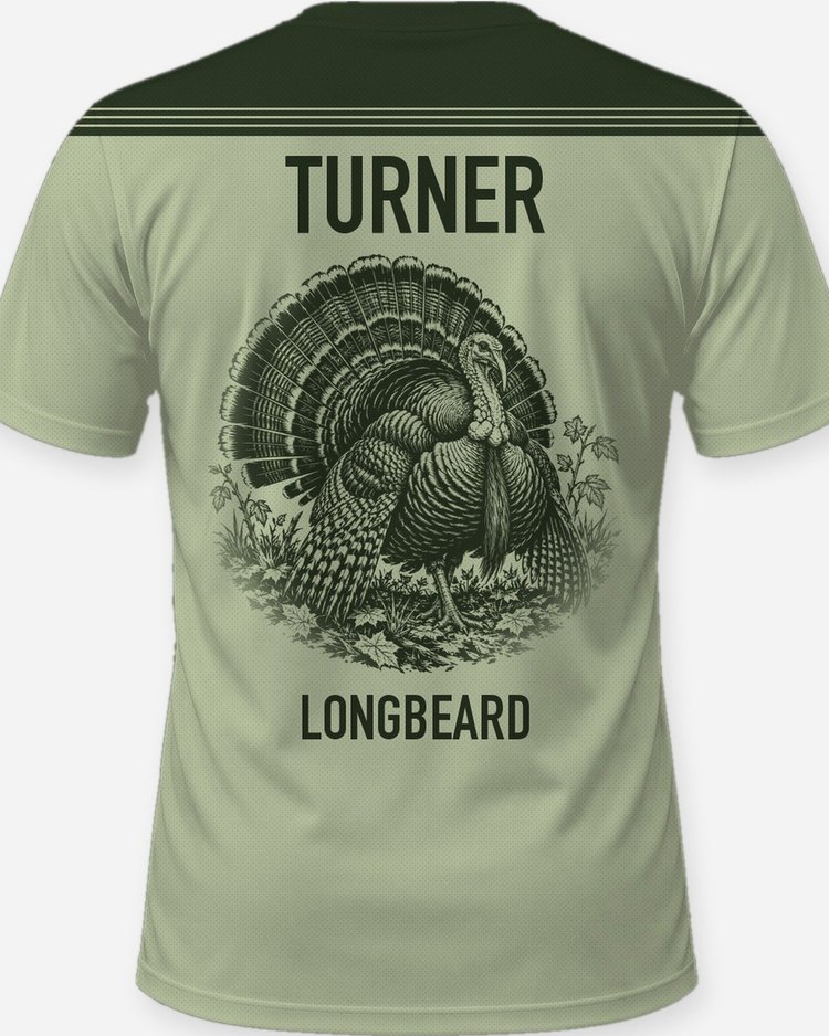 Custom Name Longbeard Wild Turkey Strut Shirt - print close-up