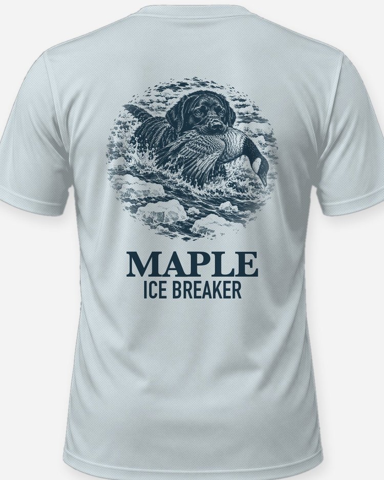 Custom Dog Name Lab Goose Retrieve Ice Breaker Shirt - print close-up
