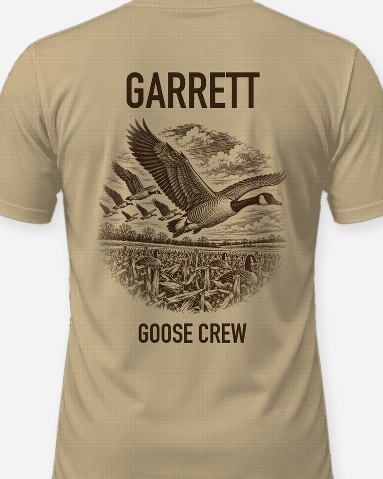 Custom Family Name Canada Goose Field Hunt Crew Shirt - print close-up