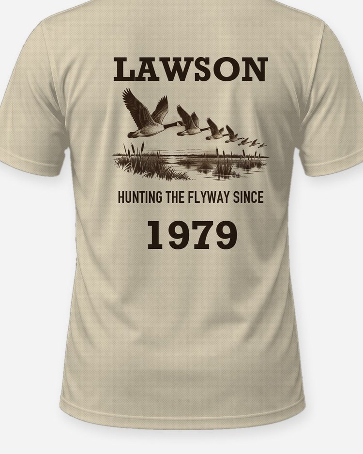 Custom Name And Year Hunting The Flyway Since Canada Goose Shirt - print close-up