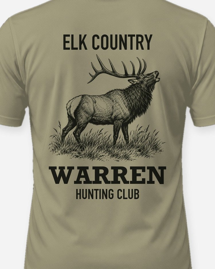 Elk Country Custom Name Hunting Club Bugling Elk Shirt - print close-up