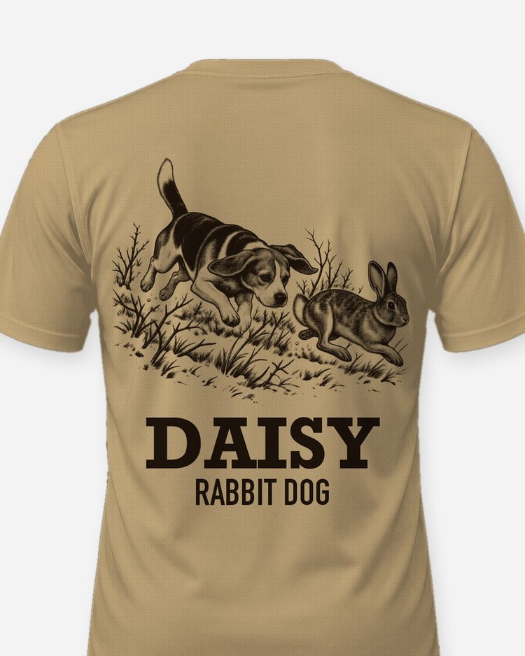 Custom Dog Name Beagle Rabbit Dog Running Hunting Shirt - print close-up