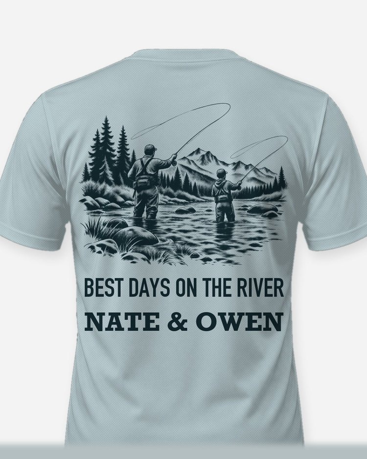 Best Days On The River Custom Names Fly Fishing Shirt - print close-up