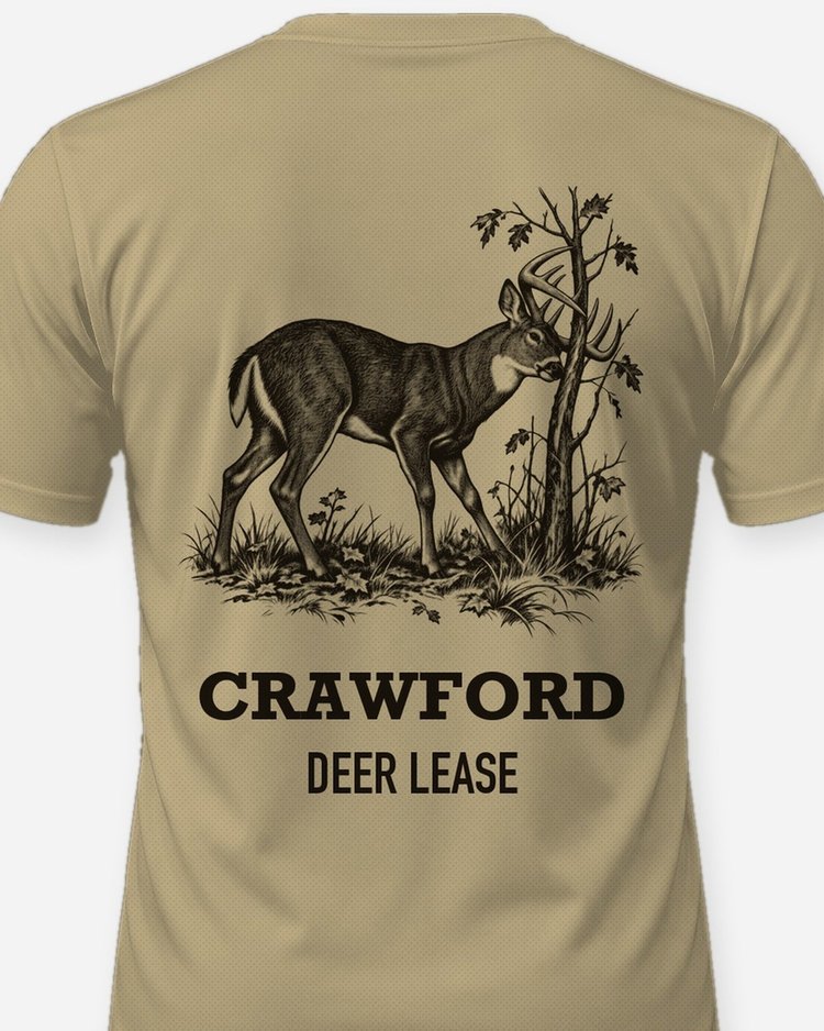 Custom Name Deer Lease Whitetail Rub Woodcut Hunting Shirt - print close-up