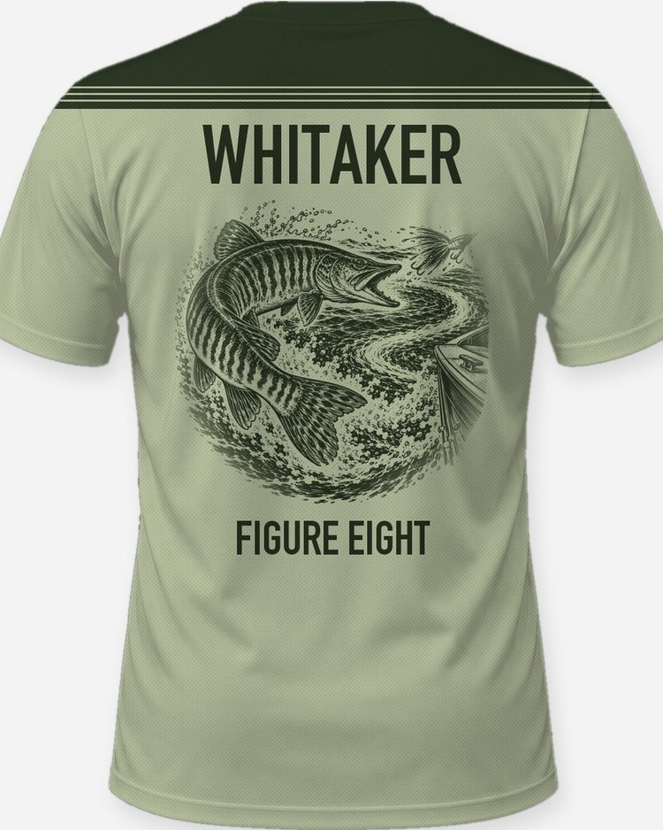 Custom Name Musky Figure Eight Fishing Shirt - print close-up