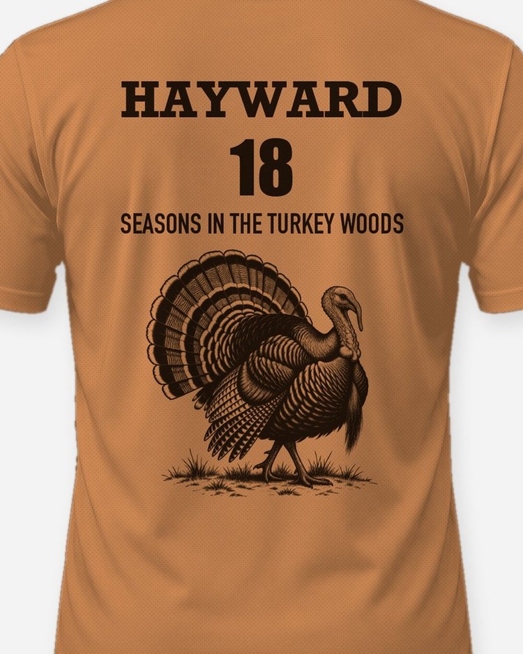 Custom Name And Seasons Count Turkey Woods Hunting Shirt - print close-up