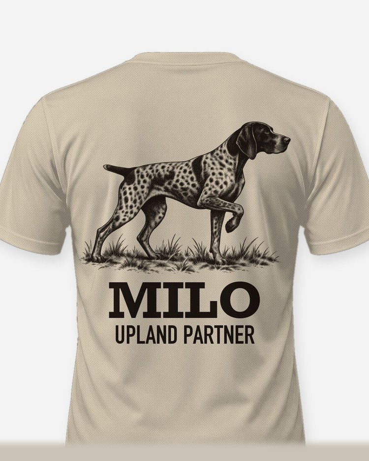 Custom Dog Name Shorthaired Pointer Upland Partner Shirt - print close-up