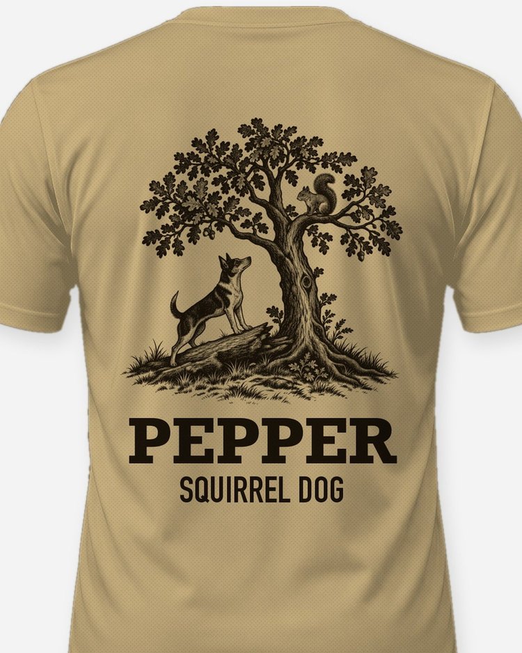 Custom Dog Name Feist Squirrel Dog Woodcut Hunting Shirt - print close-up