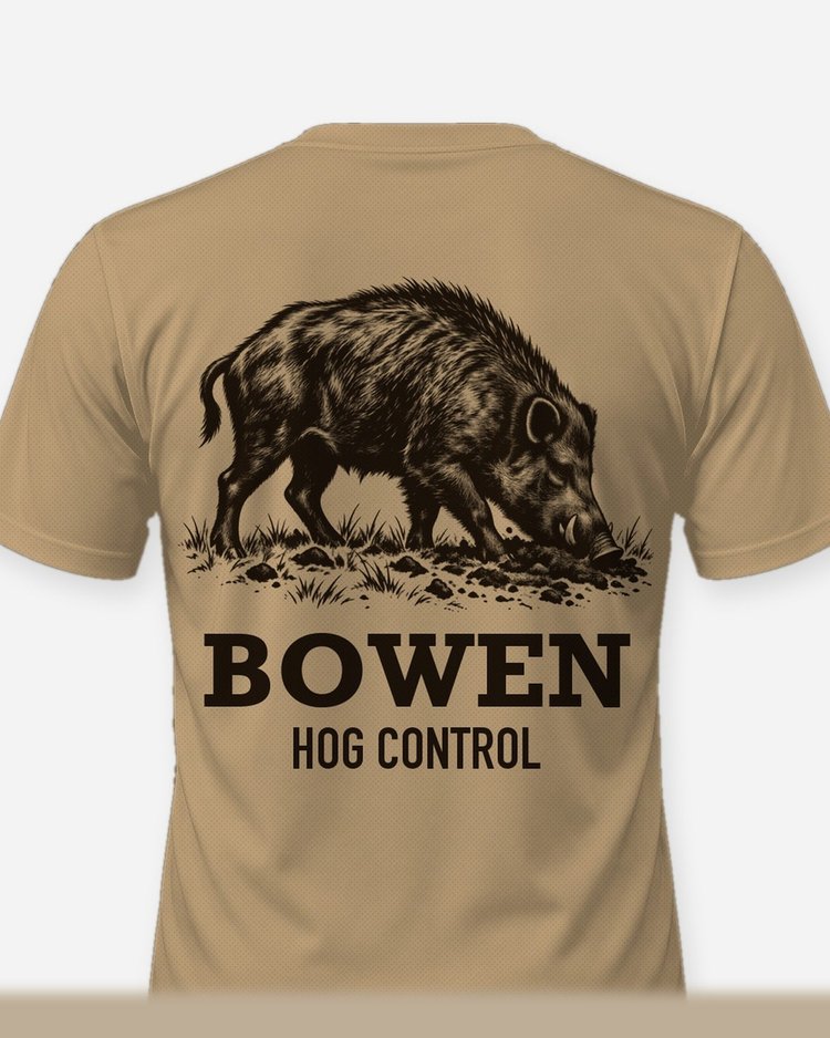 Custom Name Hog Control Feral Hog Rooting Woodcut Shirt - print close-up