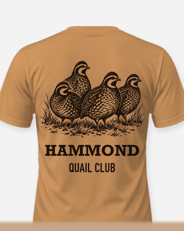 Custom Name Quail Club Bobwhite Covey Woodcut Hunting Shirt - print close-up