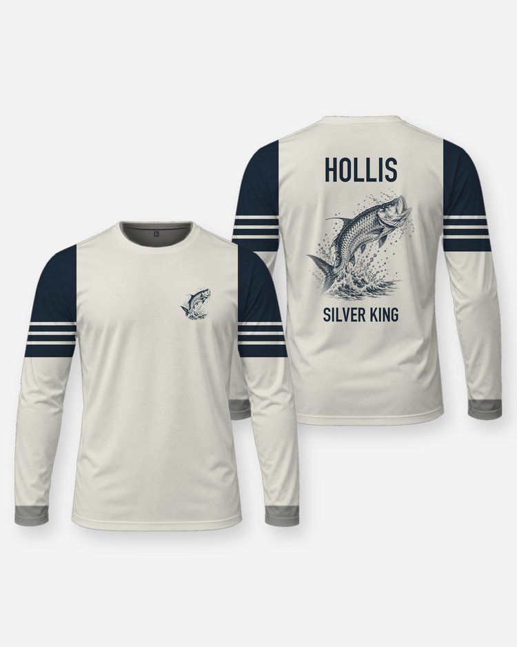Custom Name Silver King Tarpon Jump Fishing Shirt - Long Sleeve