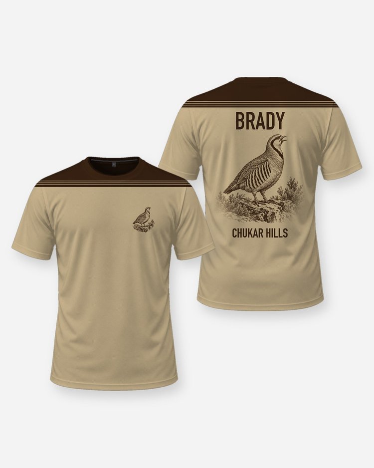 Custom Name Chukar Hills Upland Hunting Shirt - front and back