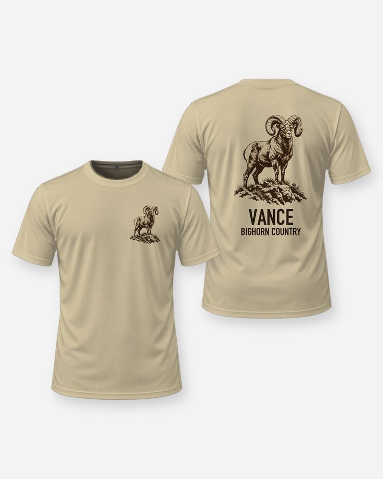 Custom Family Name Bighorn Country Ram On Ledge Woodcut Shirt - front and back