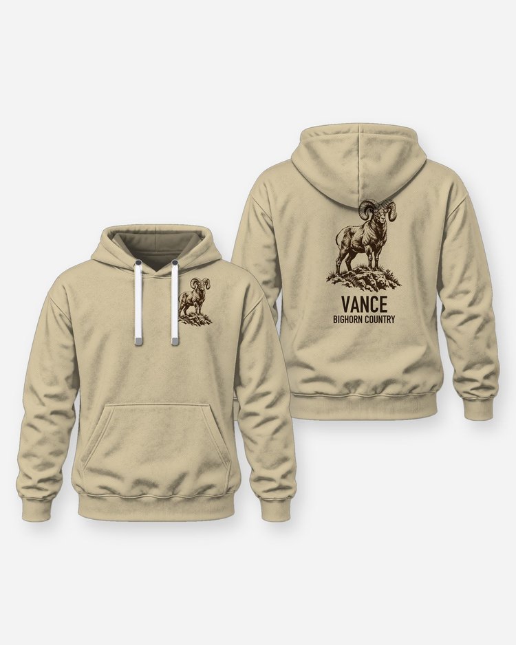 Custom Family Name Bighorn Country Ram On Ledge Woodcut Shirt - Hoodie