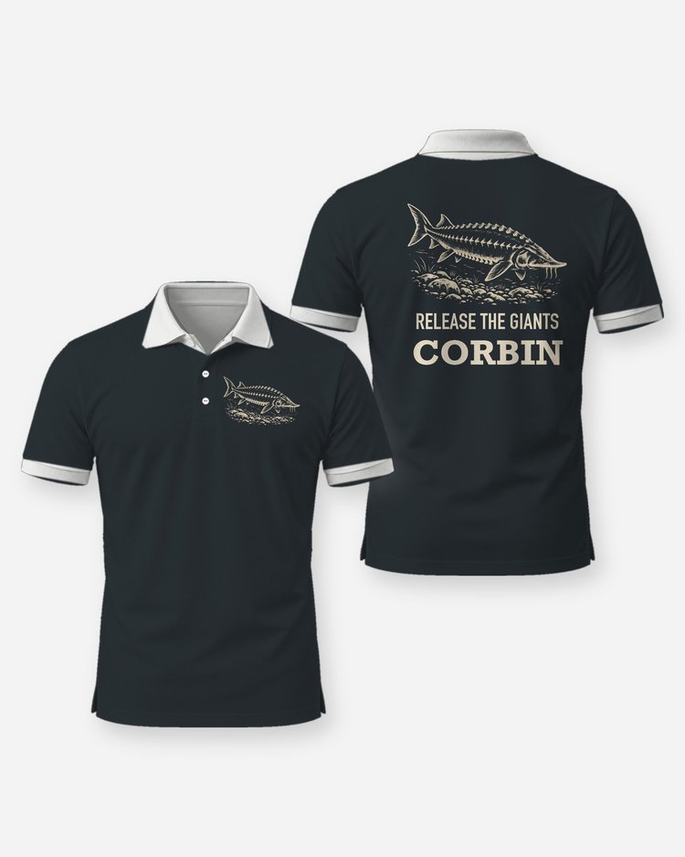 Custom Name Release The Giants Sturgeon Woodcut Shirt - Polo