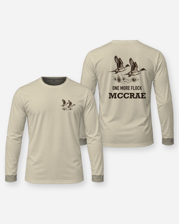 Custom Name One More Flock Pintail Drakes Woodcut Shirt - Long Sleeve