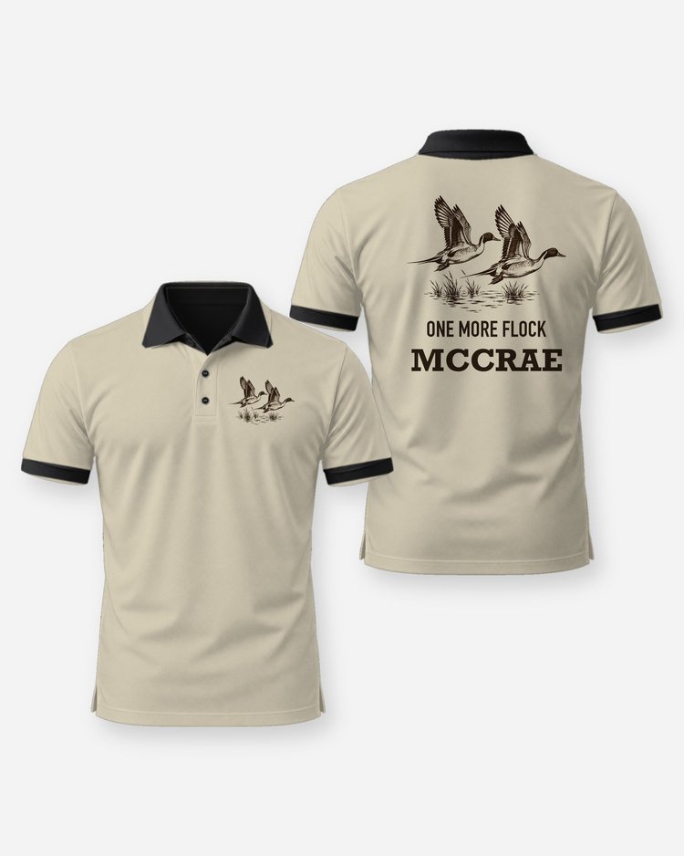 Custom Name One More Flock Pintail Drakes Woodcut Shirt - Polo