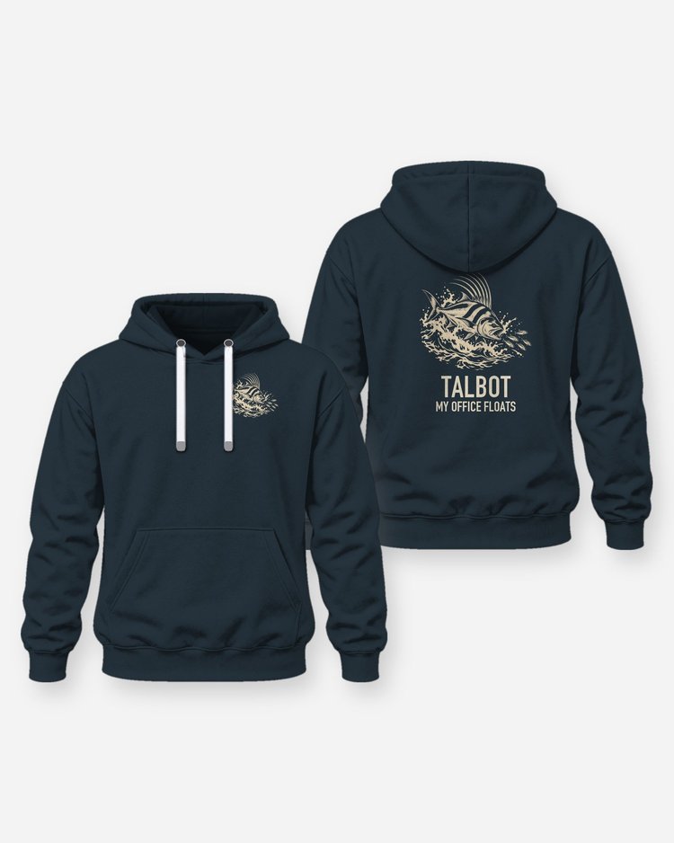 Custom Family Name My Office Floats Roosterfish Woodcut Shirt - Hoodie