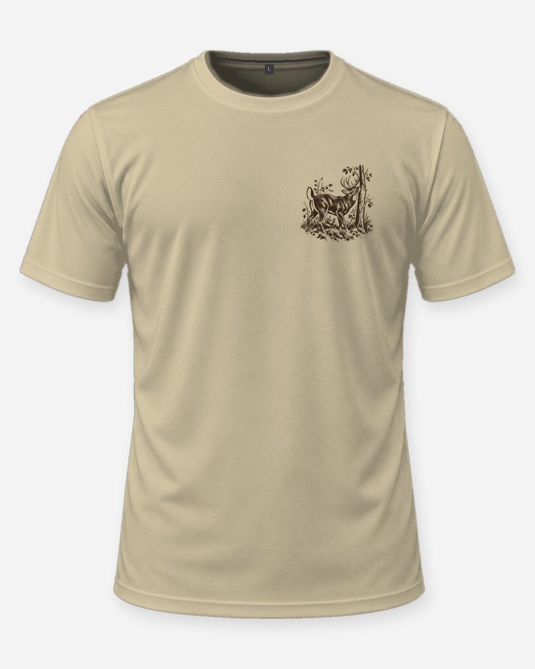 Custom Family Name Deer Woods Buck Rub Woodcut Shirt - front
