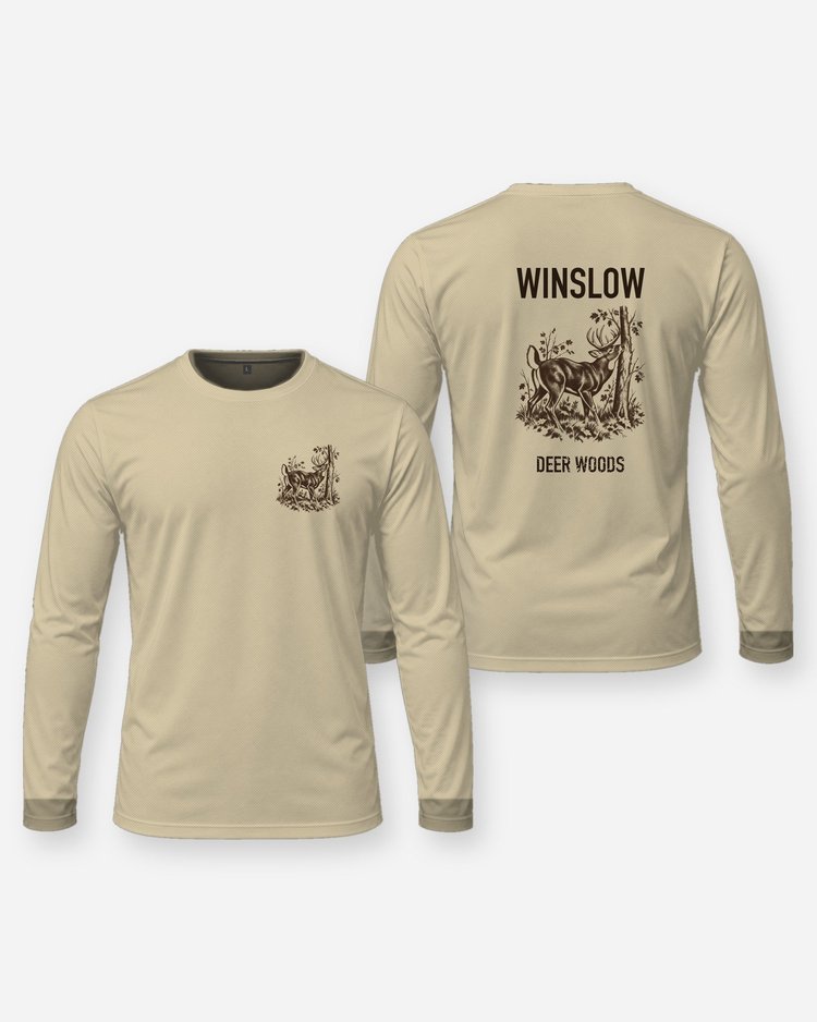 Custom Family Name Deer Woods Buck Rub Woodcut Shirt - Long Sleeve