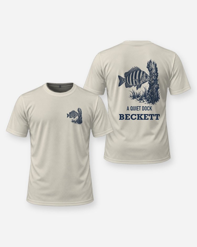 Custom Name A Quiet Dock Sheepshead Piling Woodcut Shirt - front and back