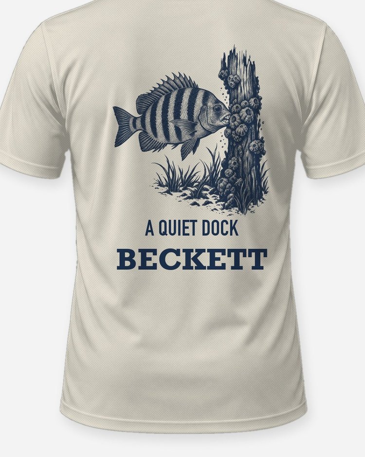 Custom Name A Quiet Dock Sheepshead Piling Woodcut Shirt - print close-up
