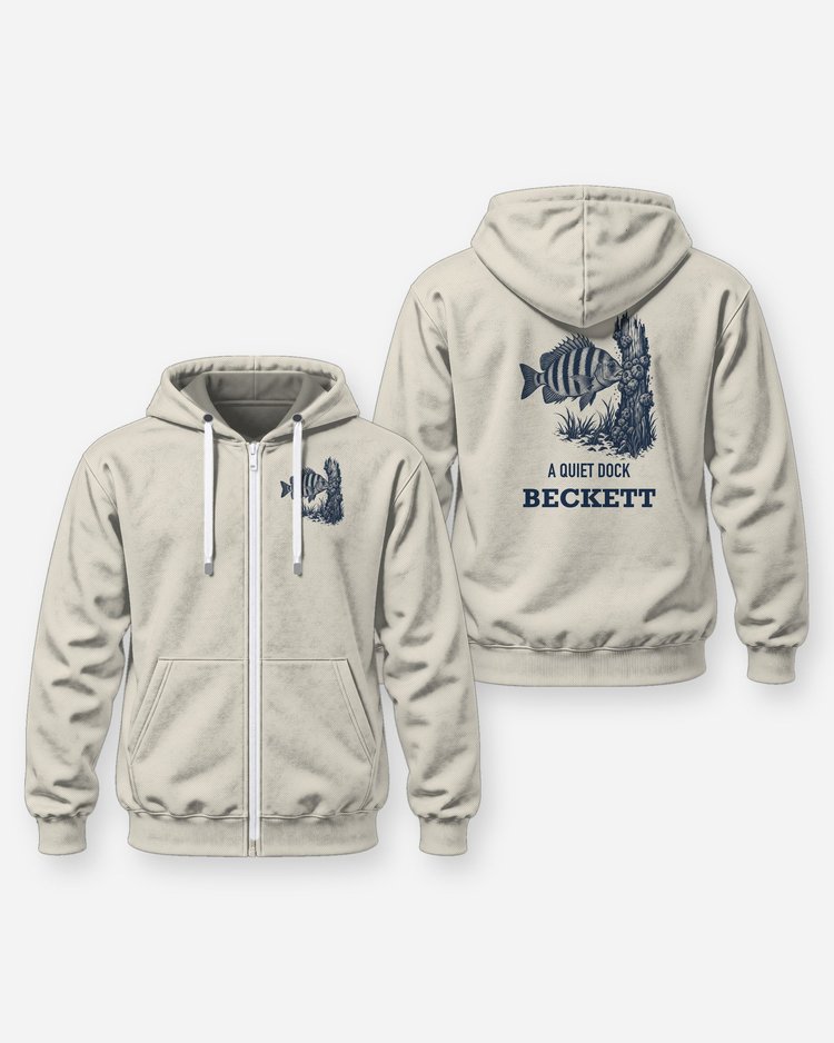 Custom Name A Quiet Dock Sheepshead Piling Woodcut Shirt - Zip Hoodie