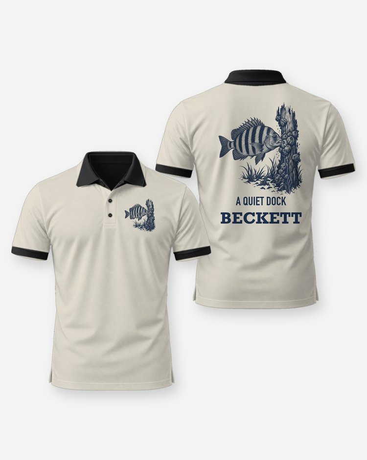 Custom Name A Quiet Dock Sheepshead Piling Woodcut Shirt - Polo