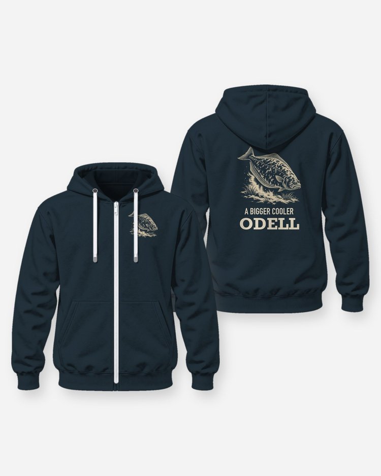 Custom Name A Bigger Cooler Pacific Halibut Woodcut Shirt - Zip Hoodie